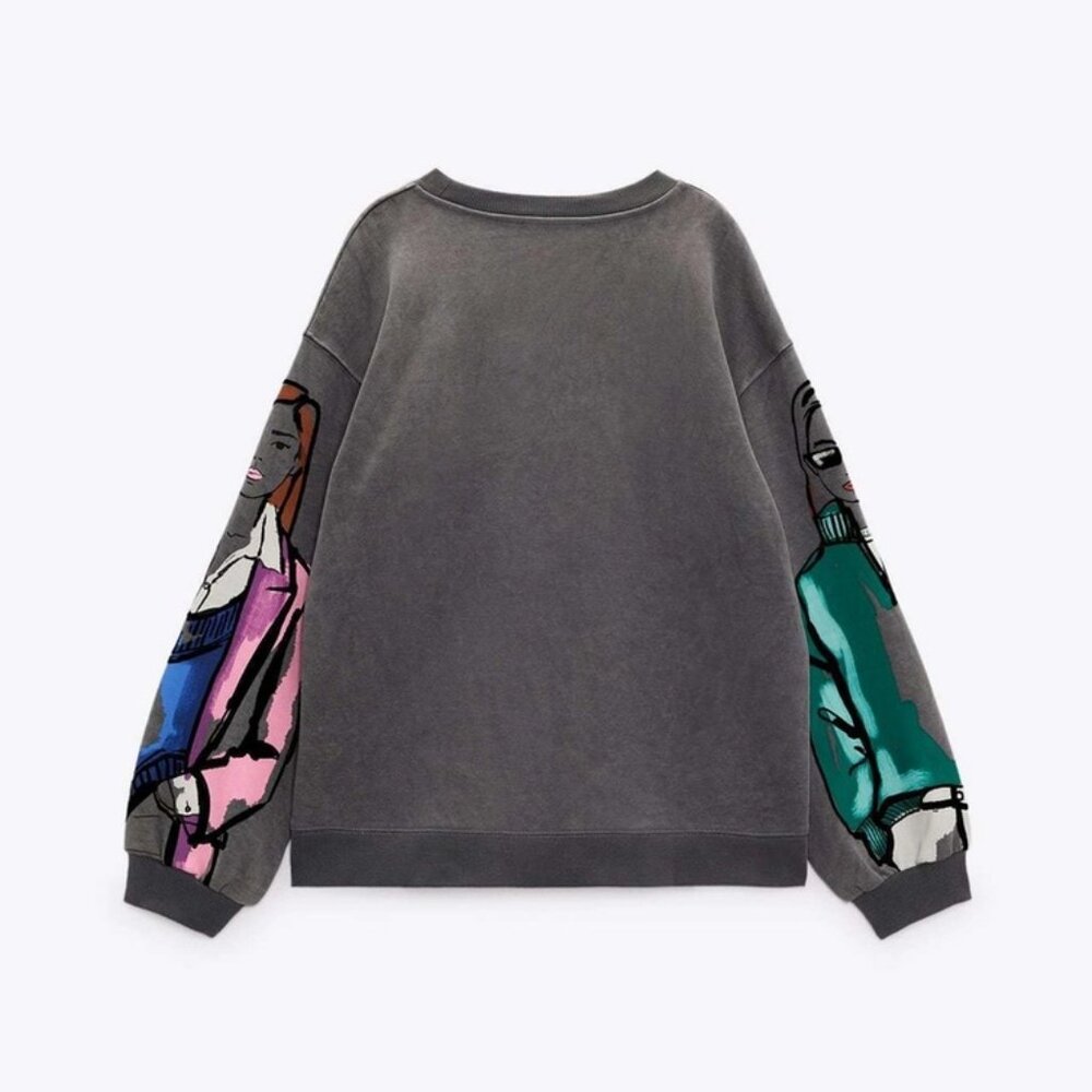 Ladies Graphic Sweatshirt with Colorful Characters - Picture 2 of 6